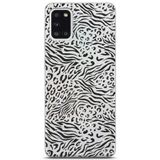 Manitoba Samsung Galaxy A31 ile Uyumlu Zebra Leopar Desen Baskılı Şeffaf Silikon Telefon Kılıfı