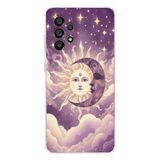 Manitoba Samsung Galaxy A33 ile Uyumlu Ay ve Güneş Tasarımlı Baskılı Şeffaf Telefon Kılıfı