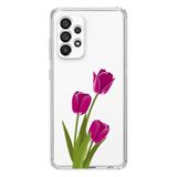 Manitoba Samsung Galaxy A33 ile Uyumlu Baskılı Yumuşak Silikon Şeffaf Telefon Kılıfı, Lale Deseni