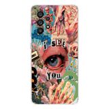 Manitoba Samsung Galaxy A33 ile Uyumlu I See You Tasarımlı Baskılı Şeffaf Telefon Kılıfı