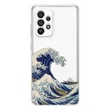 Manitoba Samsung Galaxy A33 ile Uyumlu Kanagawa Dalgası Tasarımlı Şeffaf Telefon Kılıfı, Silikon, Çok Renkli