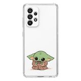 Manitoba Samsung Galaxy A33 Uyumlu Baby Yoda Tasarımlı Şeffaf Telefon Kılıfı, Silikon, Çok Renkli