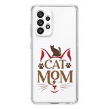 Manitoba Samsung Galaxy A33 Uyumlu Cat Mom Tasarımlı Şeffaf Telefon Kılıfı, Çok Renkli