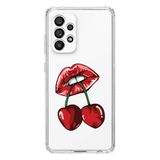 Manitoba Samsung Galaxy A33 Uyumlu Dudak ve Kiraz Tasarımlı Baskılı Şeffaf Telefon Kılıfı