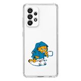 Manitoba Samsung Galaxy A33 Uyumlu Garfield Tasarımlı Şeffaf Telefon Kılıfı, Silikon, Çok Renkli