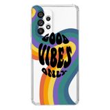 Manitoba Samsung Galaxy A33 Uyumlu Good Vibes Only Tasarımlı Şeffaf Telefon Kılıfı, Çok Renkli
