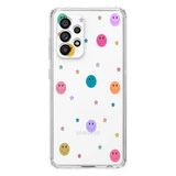 Manitoba Samsung Galaxy A33 Uyumlu Gülen Yüz ve Yıldızlar Tasarımlı Şeffaf Telefon Kılıfı
