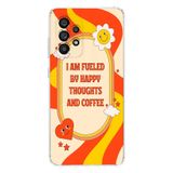 Manitoba Samsung Galaxy A33 Uyumlu Happy And Coffee Tasarımlı Şeffaf Telefon Kılıfı, Çok Renkli