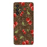 Manitoba Samsung Galaxy A33 Uyumlu Leopar ve Kiraz Tasarımlı Baskılı Şeffaf Telefon Kılıfı