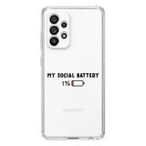 Manitoba Samsung Galaxy A33 Uyumlu My Social Battery Tasarımlı Şeffaf Telefon Kılıfı, Çok Renkli, Silikon