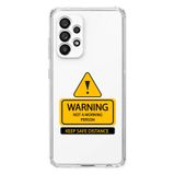Manitoba Samsung Galaxy A33 Uyumlu Warning Tasarımlı Şeffaf Telefon Kılıfı, Çok Renkli