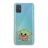 Manitoba Samsung Galaxy A51 ile Uyumlu Baby Yoda Tasarımlı Baskılı Şeffaf Telefon Kılıfı