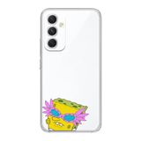 Manitoba Samsung Galaxy A54 ile Uyumlu SpongeBob Tasarımlı Şeffaf Telefon Kılıfı, Silikon, Çok Renkli