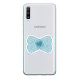 Manitoba Samsung Galaxy A70 ile Uyumlu Kalp Yara Bandı Tasarımlı Baskılı Şeffaf Telefon Kılıfı, Çok Renkli