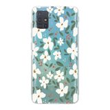 Manitoba Samsung Galaxy A71 ile Uyumlu Baskılı Yumuşak Silikon Şeffaf Telefon Kılıfı, Çiçek Desen