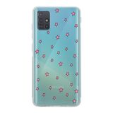 Manitoba Samsung Galaxy A71 ile Uyumlu Baskılı Yumuşak Silikon Şeffaf Telefon Kılıfı, Pembe Yıldız Desen