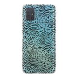 Manitoba Samsung Galaxy M31S ile Uyumlu Zebra Leopar Desen Baskılı Şeffaf Silikon Telefon Kılıfı, Turkuaz