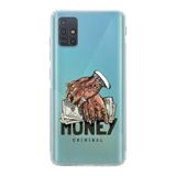 Manitoba Samsung Galaxy M31S Uyumlu Criminal Money Tasarımlı Şeffaf Telefon Kılıfı, Çok Renkli