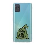 Manitoba Samsung Galaxy M31S Uyumlu Make That Money Tasarımlı Şeffaf Telefon Kılıfı, Çok Renkli