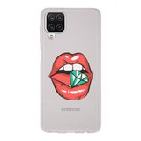 Manitoba Samsung Galaxy M33 ile Uyumlu Dudak ve Elmas Tasarımlı Şeffaf Telefon Kılıfı, Çok Renkli