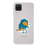 Manitoba Samsung Galaxy M33 ile Uyumlu Garfield Tasarımlı Şeffaf Telefon Kılıfı, Silikon, Çok Renkli