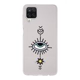 Manitoba Samsung Galaxy M33 ile Uyumlu Göz Tasarımlı Şeffaf Telefon Kılıfı, Silikon, Çok Renkli