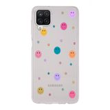 Manitoba Samsung Galaxy M33 ile Uyumlu Gülen Yüz ve Yıldızlar Tasarımlı Şeffaf Telefon Kılıfı