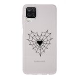 Manitoba Samsung Galaxy M33 ile Uyumlu Örümcek Ağı Kalp Tasarımlı Şeffaf Telefon Kılıfı