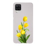 Manitoba Samsung Galaxy M33 Uyumlu Baskılı Yumuşak Silikon Şeffaf Telefon Kılıfı, Sarı Çiçek Deseni
