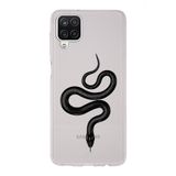 Manitoba Samsung Galaxy M33 Uyumlu Baskılı Yumuşak Silikon Şeffaf Telefon Kılıfı, Siyah Yılan Deseni