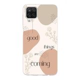 Manitoba Samsung Galaxy M33 Uyumlu Good Things Are Coming Tasarımlı Şeffaf Telefon Kılıfı, Çok Renkli