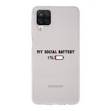 Manitoba Samsung Galaxy M33 Uyumlu My Social Battery Tasarımlı Şeffaf Telefon Kılıfı, Çok Renkli