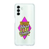 Manitoba Samsung Galaxy M34 5G Uyumlu Work Hard Tasarımlı Baskılı Şeffaf Telefon Kılıfı