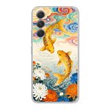 Manitoba Samsung Galaxy M34 Uyumlu Baskılı Yumuşak Silikon Şeffaf Telefon Kılıfı, Balık Desenli
