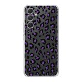 Manitoba Samsung Galaxy M34 Uyumlu Baskılı Yumuşak Silikon Şeffaf Telefon Kılıfı, Mor Leopar Desen