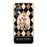 Manitoba Samsung Galaxy M34 Uyumlu Baskılı Yumuşak Silikon Şeffaf Telefon Kılıfı, Siyah Laleler Deseni