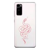 Manitoba Samsung Galaxy S20 FE Uyumlu Baskılı Yumuşak Silikon Şeffaf Telefon Kılıfı, Kırmızı Yılan Deseni