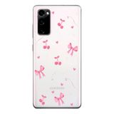 Manitoba Samsung Galaxy S20 FE Uyumlu Baskılı Yumuşak Silikon Şeffaf Telefon Kılıfı, Pembe Desen