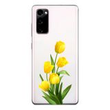 Manitoba Samsung Galaxy S20 FE Uyumlu Baskılı Yumuşak Silikon Şeffaf Telefon Kılıfı, Sarı Çiçek Deseni