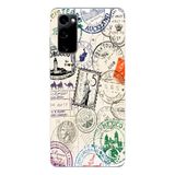 Manitoba Samsung Galaxy S20 FE Uyumlu Baskılı Yumuşak Silikon Telefon Kılıfı, Posta Pulu Deseni