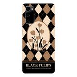 Manitoba Samsung Galaxy S20 FE Uyumlu Black Tulips Tasarımlı Baskılı Şeffaf Telefon Kılıfı, Çok Renkli