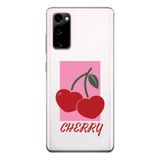 Manitoba Samsung Galaxy S20 FE Uyumlu Cherry Tasarımlı Baskılı Şeffaf Telefon Kılıfı