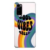 Manitoba Samsung Galaxy S20 FE Uyumlu Good Vibes Only Tasarımlı Baskılı Şeffaf Telefon Kılıfı, Çok Renkli
