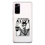 Manitoba Samsung Galaxy S20 FE Uyumlu Staying Alive Tasarımlı Baskılı Şeffaf Telefon Kılıfı, Çok Renkli