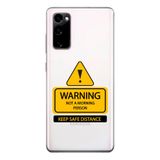 Manitoba Samsung Galaxy S20 FE Uyumlu Warning Tasarımlı Baskılı Şeffaf Telefon Kılıfı, Çok Renkli