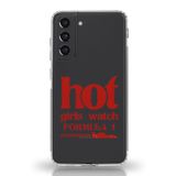 Manitoba Samsung Galaxy S21 FE Uyumlu Baskılı Yumuşak Silikon Telefon Kılıfı, Şeffaf, Hot Girls Watch Formula 1 Desen