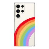 Manitoba Samsung Galaxy S22 Ultra ile Uyumlu Baskılı Yumuşak Silikon Şeffaf Telefon Kılıfı, Gökkuşağı Desen