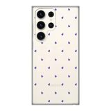 Manitoba Samsung Galaxy S22 Ultra ile Uyumlu Baskılı Yumuşak Silikon Şeffaf Telefon Kılıfı, Mor Kalp Deseni
