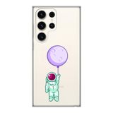 Manitoba Samsung Galaxy S22 Ultra Uyumlu Astronot Tasarımlı Baskılı Şeffaf Telefon Kılıfı