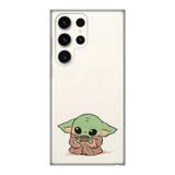 Manitoba Samsung Galaxy S22 Ultra Uyumlu Baby Yoda Tasarımlı Baskılı Şeffaf Telefon Kılıfı